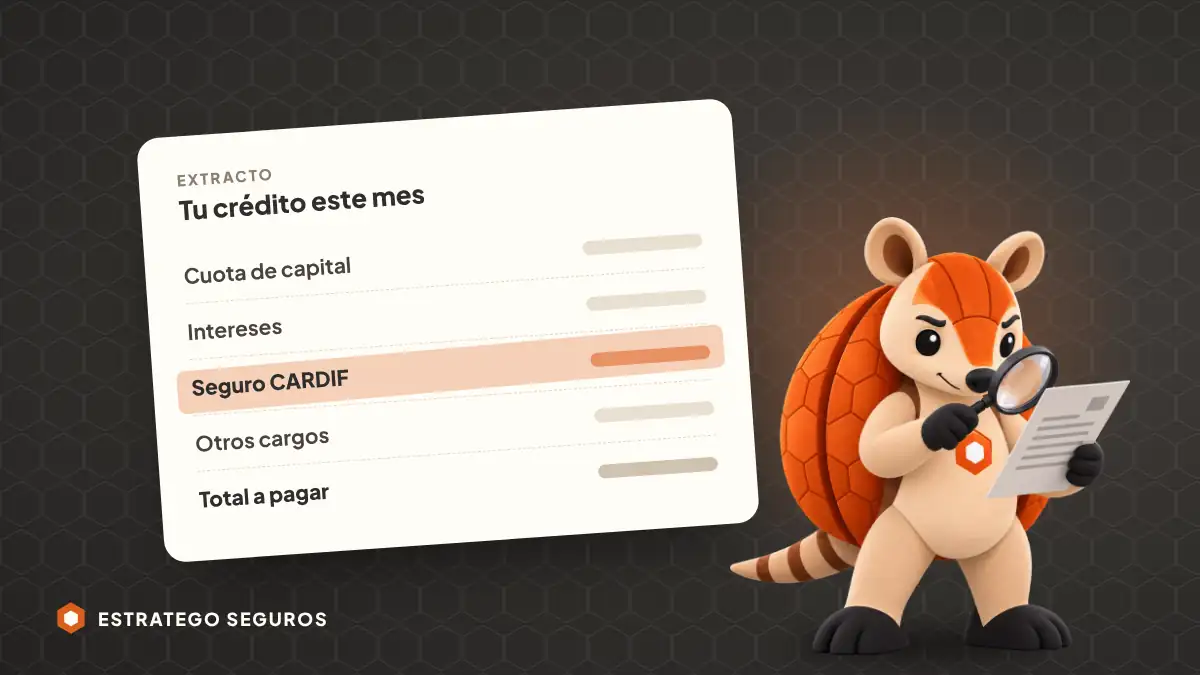Extracto de un crédito con el cobro del seguro Cardif resaltado, revisado por Tego de Estratego Seguros